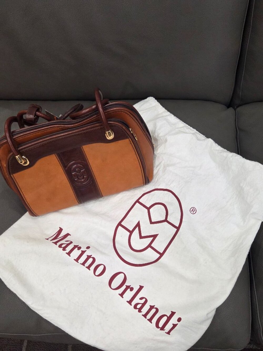Marino Orlandi Brown Leather Satchel Handbag Made in Italy